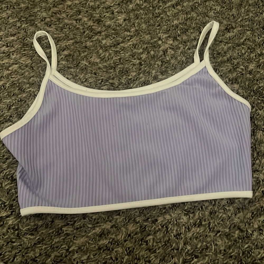 Lavender purple and white shein crop top